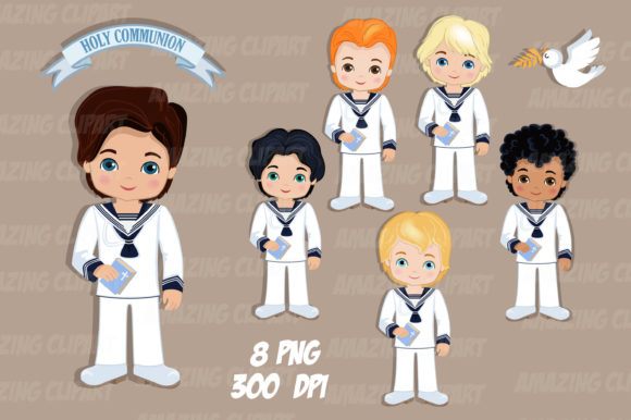 Celebrating Faith and Style with My First Communion Clipart Sailor Boys 2