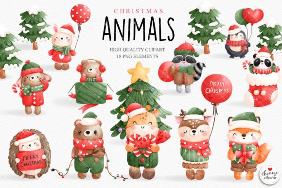 Christmas Animal Clipart for Pro Holiday Designs