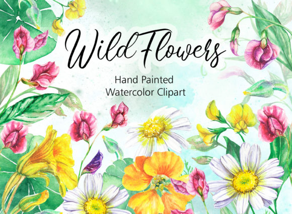Elevate Designs with Wild Flowers Watercolor Clipart