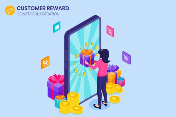 Elevate Your Brand with Isometric Customer Reward Illustration