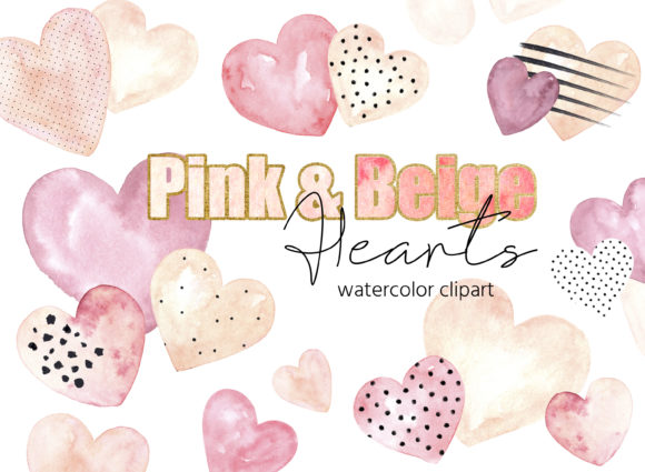 Elevating Brand Aesthetics: The Strategic Value of Pink and Beige Hearts Watercolor Clipart in Modern Design
