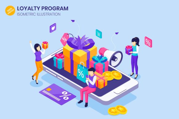 Elevating Brand Engagement with Isometric Loyalty Program Illustration