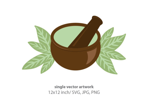 Elevating Design Projects with Green Leaves in Behind of Mortar and Pes Digital Assets