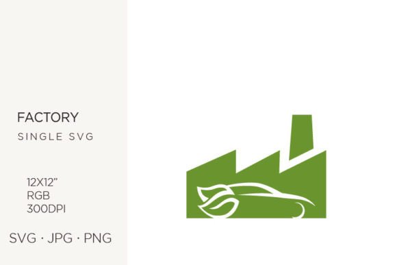 Visualizing Sustainability: The Intersection of Hybrid Cars, Green Leaves, and Factories in Modern Design