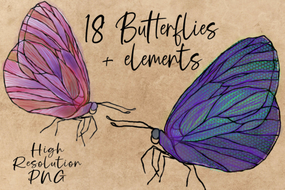 Watercolor Butterfly Clipart Overlay Set for Creators